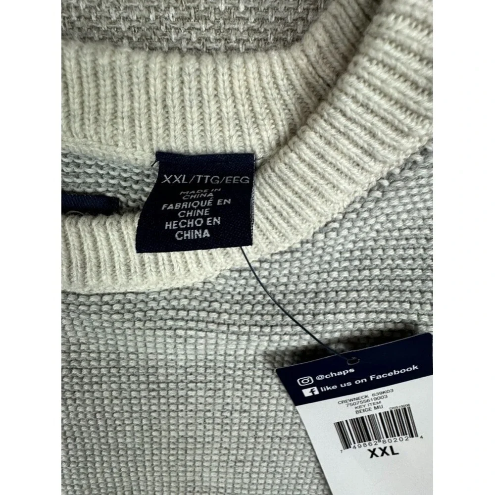CHAPS Sweater Mens 2XL Pullover Crew Neck Long Sleeve Cotton Outdoors Casual